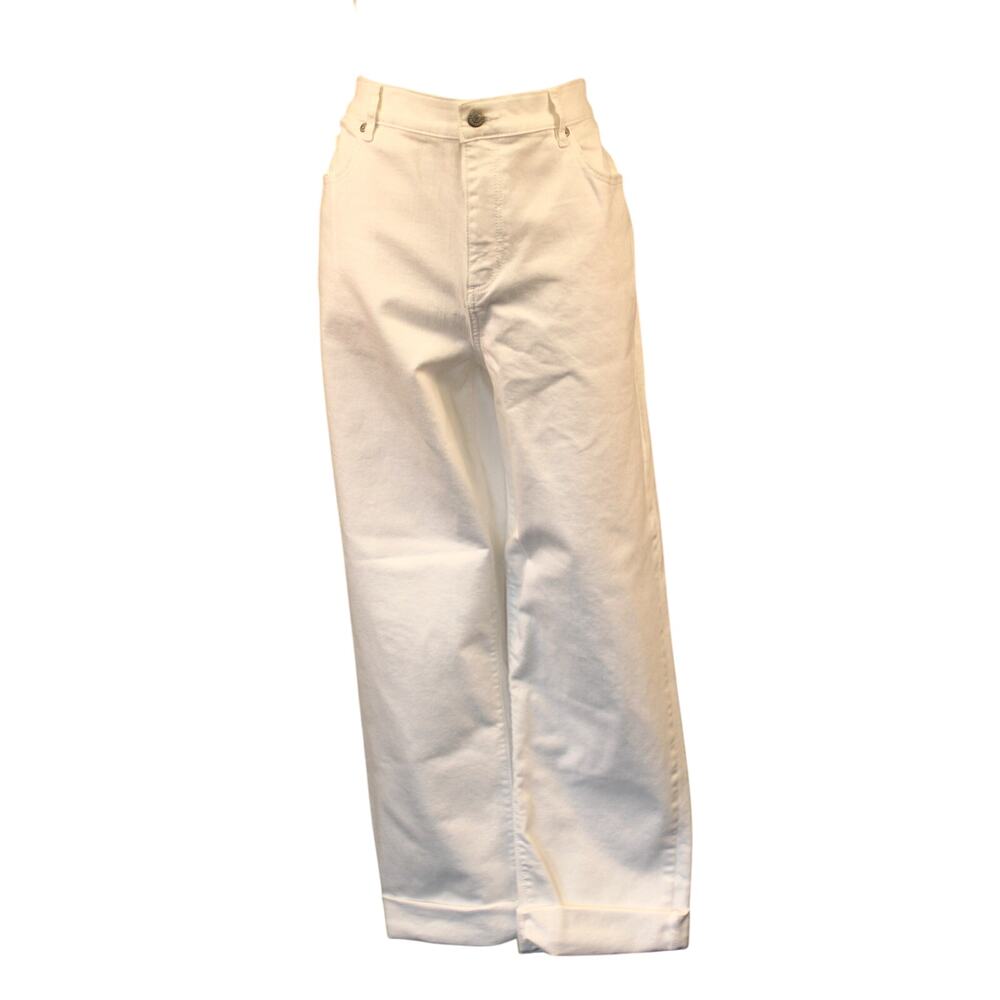 Loft Made & Loved White Girlfriend Cuffed Jeans Womens SZ 33/16